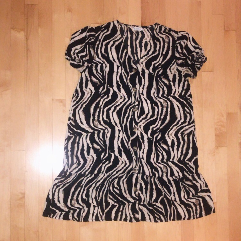 Monochrome Print Gingham Dress
